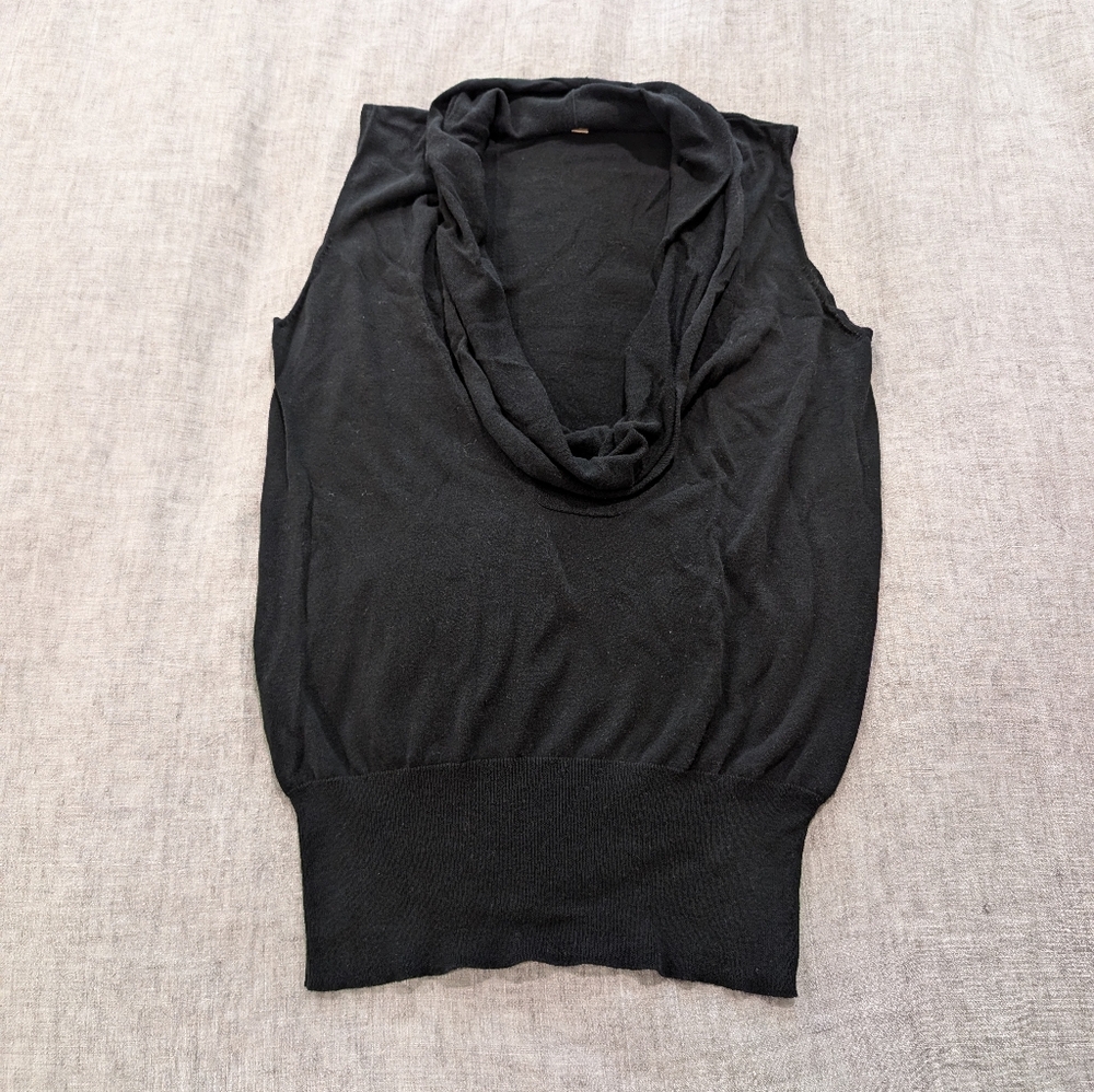 Hinge Sleeveless Cowl Neck Tunic Top Black Size S